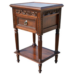 Classic Wooden Nightstand with Drawer Cabinet and Decorative Pull