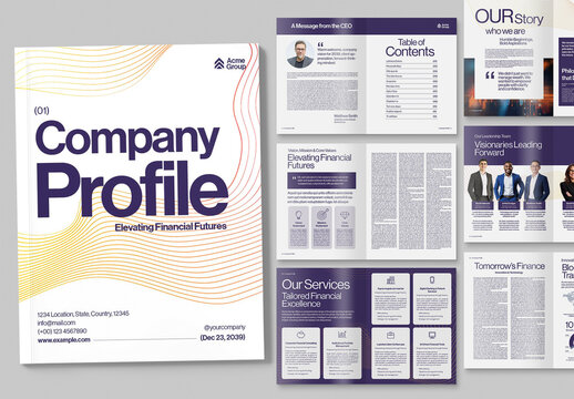 Company Profile Template for Factsheet, Whitepaper & Corporate Brochure Layouts