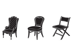 camping chair,dining chair,high back chair icon-silhouette vector illustration