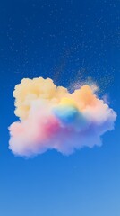 Rainbow blue sky white cloud landscape illustration poster background