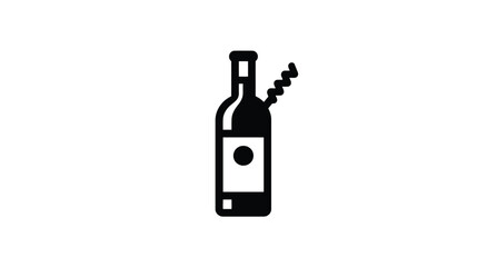 Wine Bottle Icon: Simple Black and White Vector Graphic