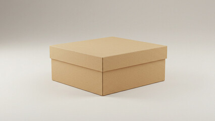 Cardboard box with lid on a clean white background, shot in soft light with realistic texture. Perfect for packaging, shipping, or branding mockups.