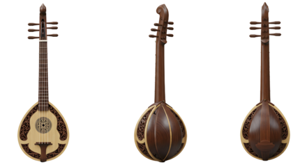 Antique string instrument three views