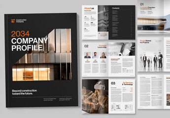 Company Profile Template with Construction Industry Theme for Whitepapers & Corporate Facesheets