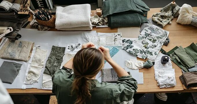 Person working with fabric swatches