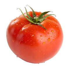 One fresh and juicy whole red tomato isolated on a transparent background