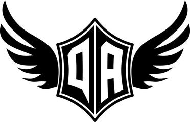 QA logo emblem with winged and shield template