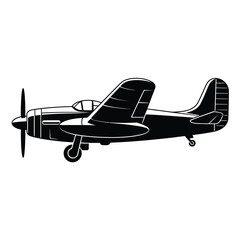 Vintage world war two propeller airplane silhouette