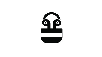 Wireless Earbuds Case Icon: Minimalist Black and White Design Element