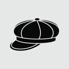 Newsboy cap icon black and white illustration