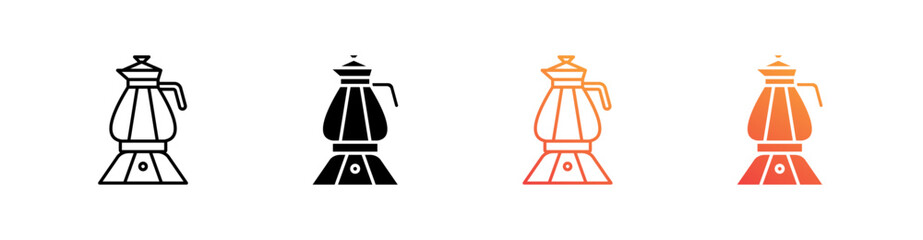 Moka Pot Multiple Style Icon Set 