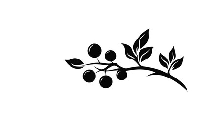 Black and White Berry Branch Illustration: Vector Graphic for Design Projects