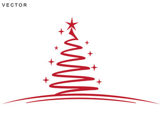 hand drawing Winter Christmas tree vector illustration on white background