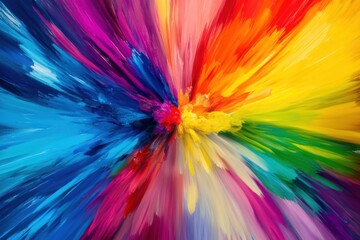 Vivid explosion of colors radiates joy and creativity in a vibrant abstract artwork captured in full spectrum hues