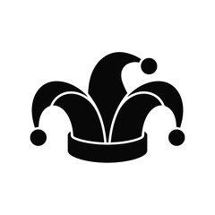 Simple black jester hat icon illustration