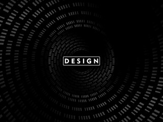Abstract futuristic dark black background with circular wave design. Realistic 3d wallpaper with modern digital patterns. Perfect background for posters, websites, brochures, banners, apps, etc.