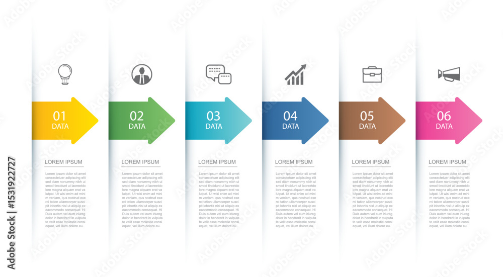 Canvas Prints 6 data infographics tab index with arrow layout template. illustration business abstract background.