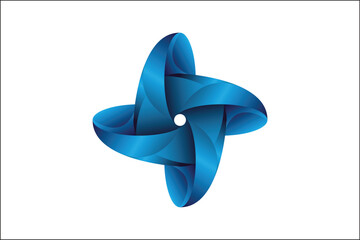 Abstract Blue Ribbon Logo