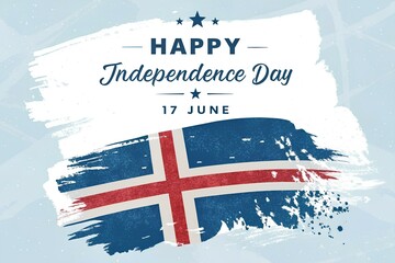 Iceland independence day 17 june grunge flag design