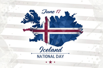 Iceland national day june 17th map design