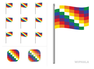 Wiphala Flag Waving Animation App Icon Vector
