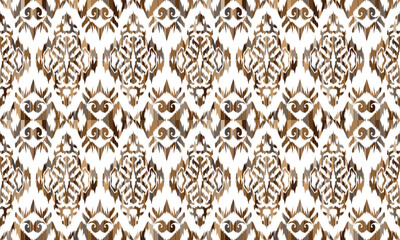 Hand draw Ikat floral paisley embroidery.Ikat ethnic oriental pattern traditional.great for background ,curtain, carpet, wallpaper, clothing, wrapping,batik,clothing or decorations.Vector illustration