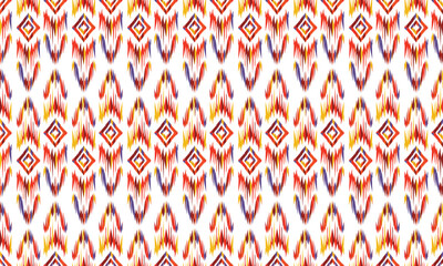 Hand draw Ikat floral paisley embroidery.Ikat ethnic oriental pattern traditional.great for background ,curtain, carpet, wallpaper, clothing, wrapping,batik,clothing or decorations.Vector illustration