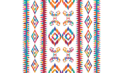 Hand draw Ikat floral paisley embroidery.Ikat ethnic oriental pattern traditional.great for background ,curtain, carpet, wallpaper, clothing, wrapping,batik,clothing or decorations.Vector illustration