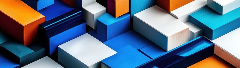 Fototapeta premium Colorful Abstract Geometric Shapes and Blocks in Modern Design