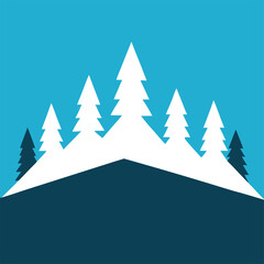 Obraz premium Winter landscape with fir trees on a snowy hill