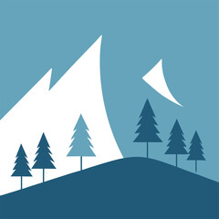 Fototapeta premium Winter Mountain Landscape with Trees