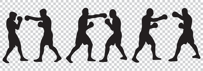 Silhouette of a man throwing a punch with body twisted and focused, silhouette of a boxer
 EPS 10