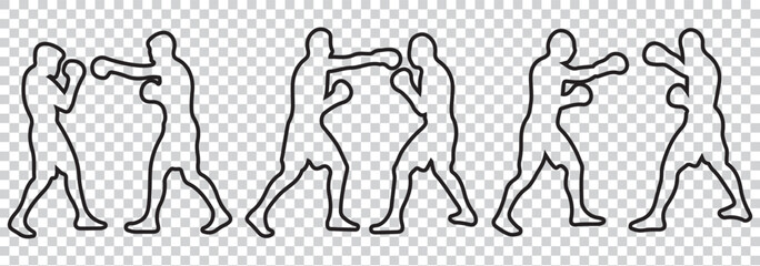 Silhouette of a man throwing a punch with body twisted and focused, silhouette of a boxer
 EPS 10