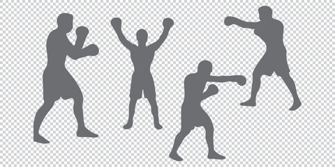 Obraz premium Silhouette of a man throwing a punch with body twisted and focused, silhouette of a boxer EPS 10