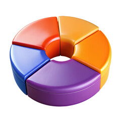 3d Colorful circular chart diagram on transparent background