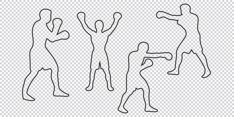 Silhouette of a man throwing a punch with body twisted and focused, silhouette of a boxer
 EPS 10