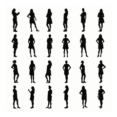 Diverse women silhouettes poses collection business casual