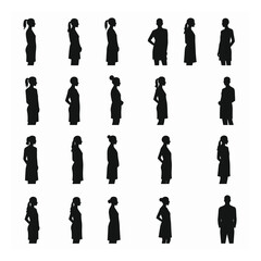 Diverse silhouettes of women and men in profile and full view