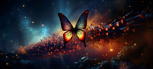 Galaxy Version of butterfly world, ai generative