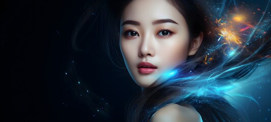 Galaxy Version of beauty Asian women world, ai generative