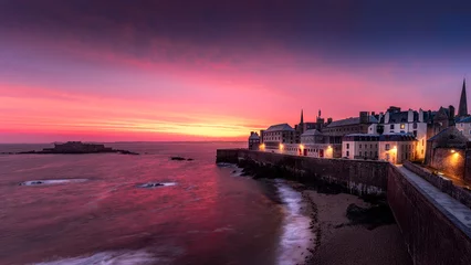 Fotobehang Crimson sunset over   © Steven