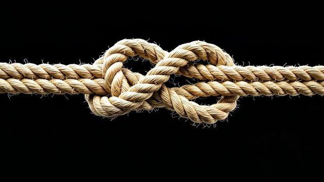 An intricately tied knot made of durable rope against a dark background.