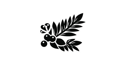 Elegant Black and White Botanical Illustration: Branch with Berries