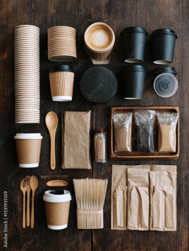 Aufkleber Visual Guide to Refusing Single-Use Plastics in Cafes for a Sustainable Future
