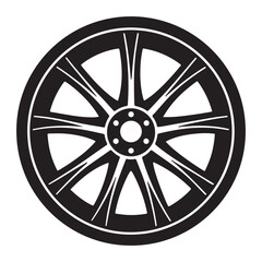 Obraz premium vector wheel of a car icon silhouette vector illustration