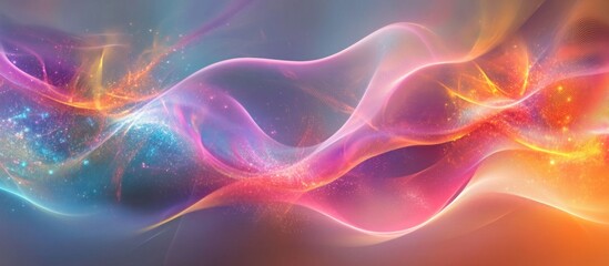 Fototapeta premium Abstract waves of color that resemble cosmic auroras with a soft, glowing 3D effect