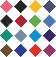 Vibrant vector illustrations of colorful folded pocket squares, perfect for adding a sophisticated touch to fashion, textile, and formal wear designs.