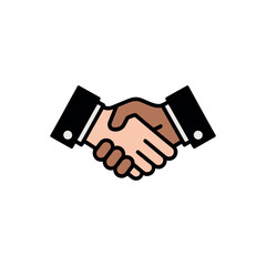 Diverse Handshake Icon Illustration on White Background Business Agreement, Partnership, and Collaboration