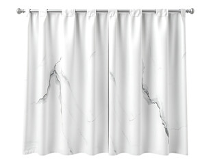 White Marble Print Curtains on a Transparent Background