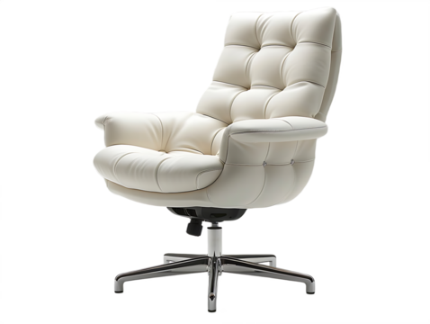 Tufted white leather armchair high resolution picture